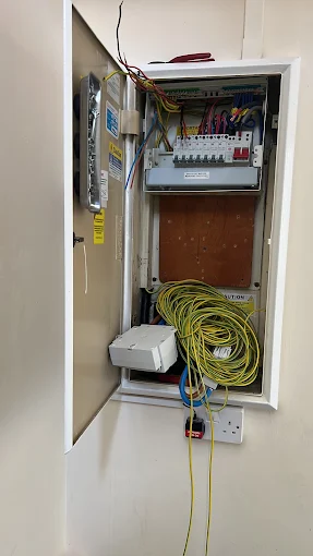 Commercial distribution board installation in progress
